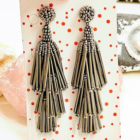 NWT Deepa Gurnani Beaded Chandeliers Gunmetal - Picture 9 of 15